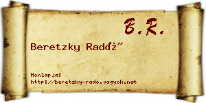 Beretzky Radó névjegykártya